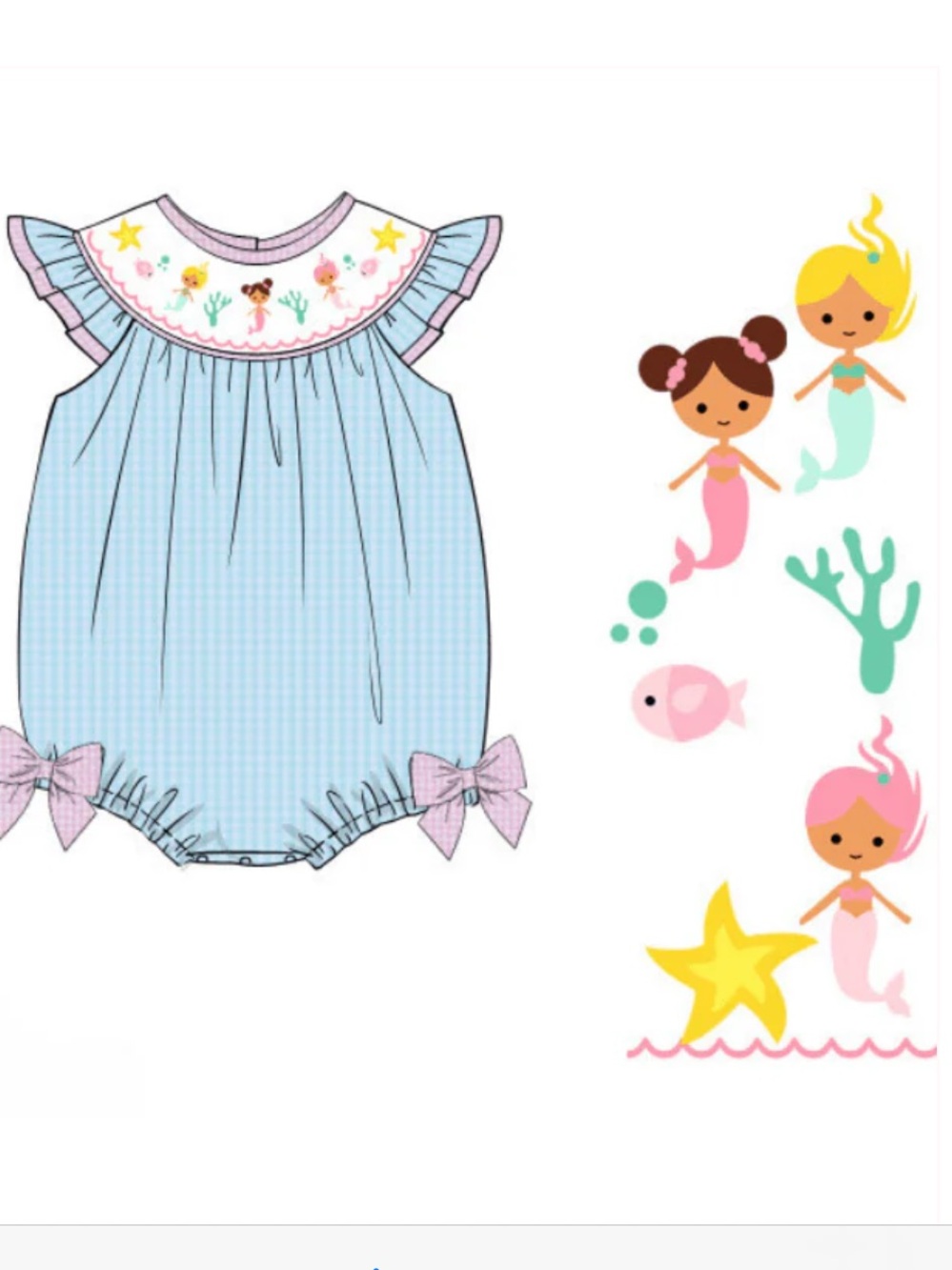Smocked Flamingo Mermaid Bubble